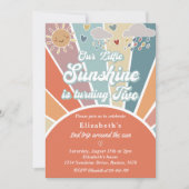 私たちの小さな太陽の光が一つの二歳の誕生日を迎える 招待状 (正面)