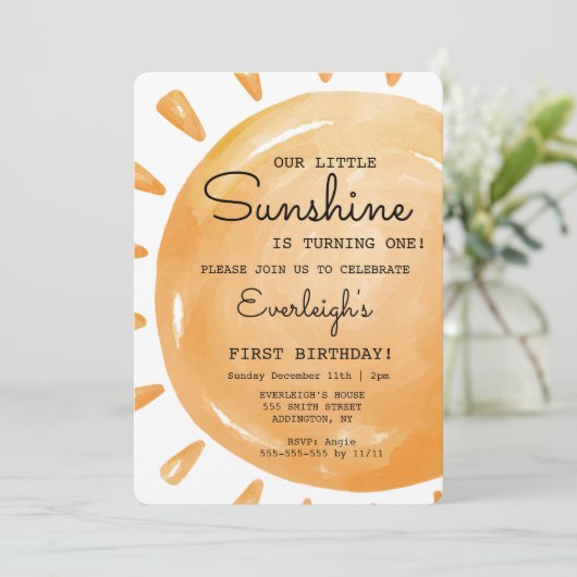 私たちの小さな太陽の光が1、1歳の誕生日を回っている 招待状 (スタンド正面)