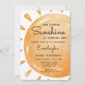 私たちの小さな太陽の光が1、1歳の誕生日を回っている 招待状 (正面)