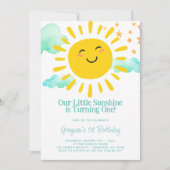 私たちの小さな太陽の光の最初の誕生日 招待状 (正面)
