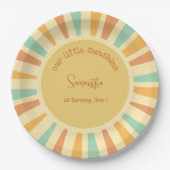 私たちの小さな太陽の光の誕生日の大きな太陽 ペーパープレート (正面)