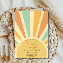 私たちの小さな太陽の光の誕生日の大きな太陽 招待状