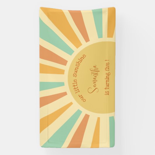 私たちの小さな太陽の光の誕生日の大きな太陽 横断幕 (縦)