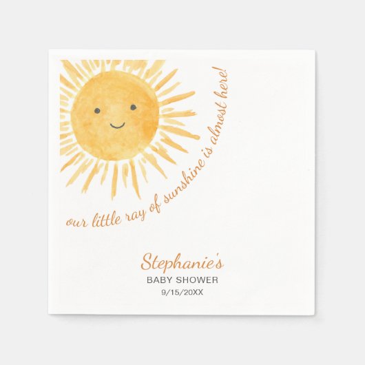 私たちの小さな太陽の光の赤ちゃんシャワー スタンダードカクテルナプキン (正面)