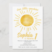 私たちの小さな太陽の女の子 誕生日1周年 招待状 (正面)