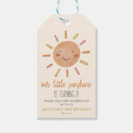私たちの小さな太陽の黄色い太陽の誕生日パーティー ギフトタグ
