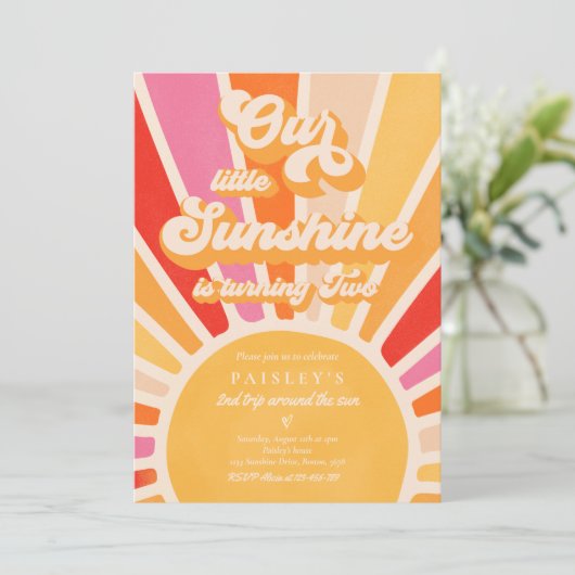 私たちの小さな太陽の2nd誕生日の明るい虹 招待状 (スタンド正面)