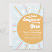 私たちの小さな太陽　ボヘミアンフラワーの1歳の誕生日 招待状 (正面)