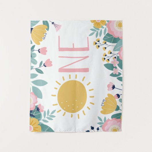 私たちの小さな太陽 ボヘミアンフラワーワン タペストリー (正面)