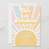 私たちの小さな太陽 1歳の誕生日パーティー レトロ ピンク 招待状 (正面)