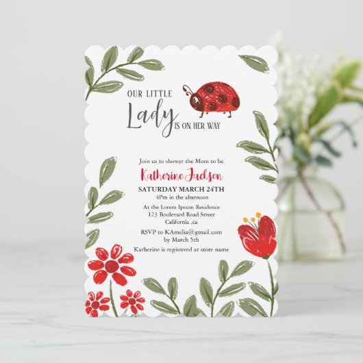 私たちの小さな女性は彼女の方法の女の子の赤ちゃんシャワー 招待状 (スタンド正面)