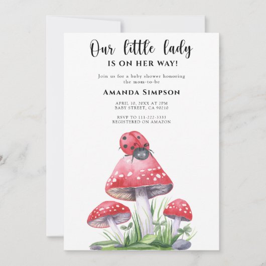 私たちの小さな女性は赤ちゃんのシャワーを途中にある 招待状 (正面)