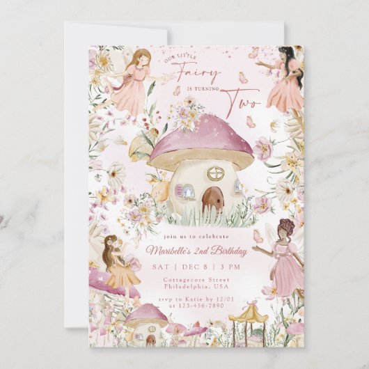 私たちの小さな妖精のフローラガーデン2nd誕生日I 招待状 (正面)