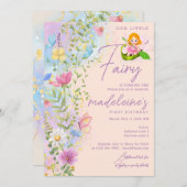 私たちの小さな妖精のワイルドフラワーガール 誕生日 招待状 (正面/裏面)