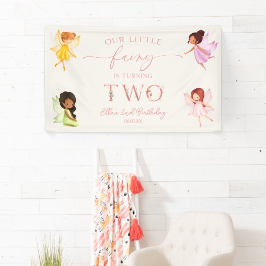 私たちの小さな妖精の魔法の2歳の誕生日パーティー 横断幕 (インサイチュ)