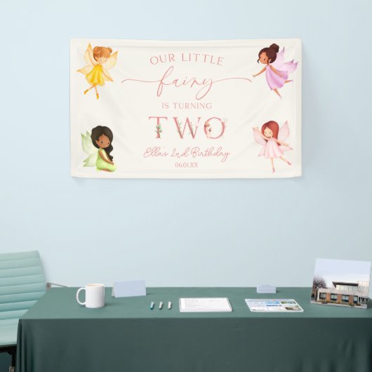 私たちの小さな妖精の魔法の2歳の誕生日パーティー 横断幕 (トレードショー)