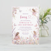 私たちの小さな妖精の3歳の誕生日 招待状 (スタンド正面)