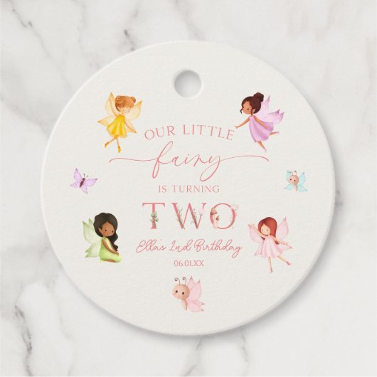 私たちの小さな妖精は魅惑された2番目の誕生日パーティー フェイバータグ (正面)