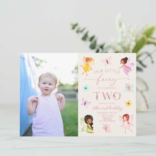 私たちの小さな妖精は魅惑された2番目の誕生日パーティー 招待状 (スタンド正面)