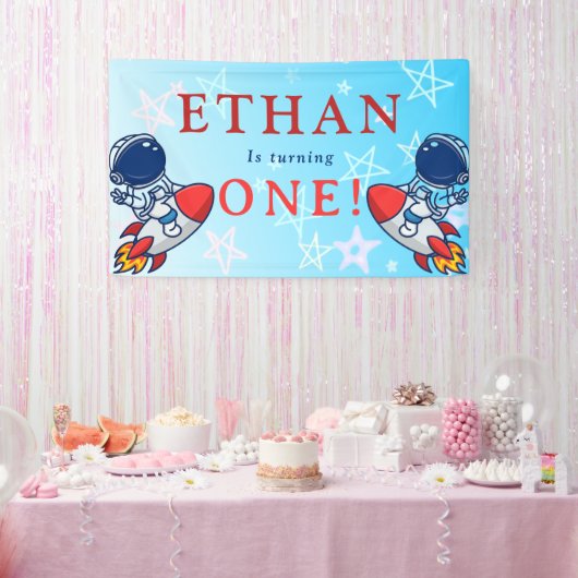 私たちの小さな宇宙飛行士が一人を変える！宇宙バナーおもしろい 横断幕 (パーティー)