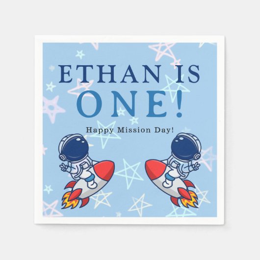 私たちの小さな宇宙飛行士が一人を変える！宇宙パーティー スタンダードカクテルナプキン (正面)