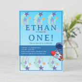 私たちの小さな宇宙飛行士が一人を変える！宇宙誕生日 招待状 (スタンド正面)