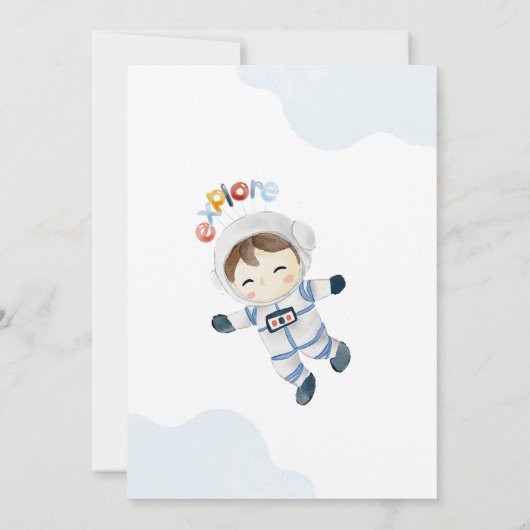 私たちの小さな宇宙飛行士テーマ誕生日パーティー 招待状 (裏面)