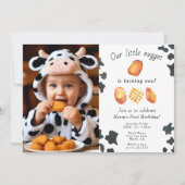 私たちの小さな宝物は1歳になる 子供の誕生日 招待状 (正面)