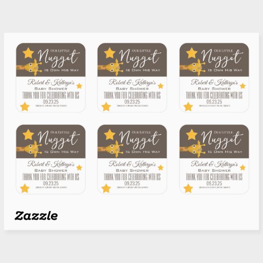 「私たちの小さな宝物」ベビーシャワーのお土産ラベル スクエアシール (シート)