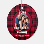 私たちの小さな家族の写真バッファロープライドのクリスマス セラミックオーナメント (左)