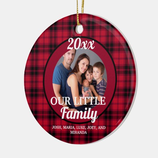 私たちの小さな家族の写真バッファロープライドのクリスマス セラミックオーナメント (左)