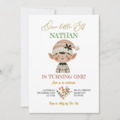 私たちの小さな小妖精や小人クリスマスファースト誕生日ボーイ 招待状 (正面)