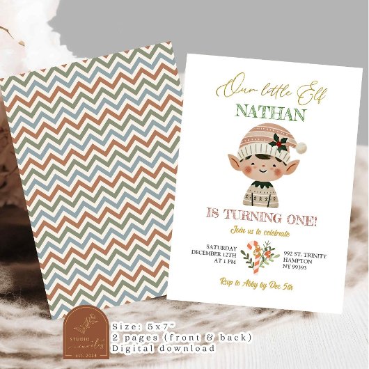 私たちの小さな小妖精や小人クリスマスファースト誕生日ボーイ 招待状