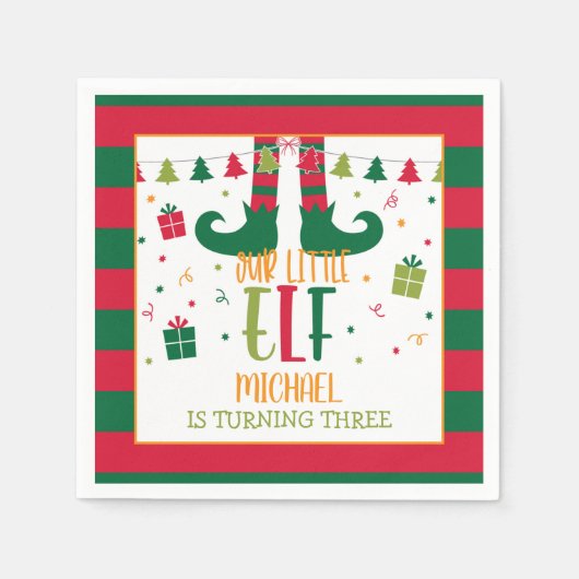 私たちの小さな小妖精や小人誕生日パーティナプキンス – WH スタンダードカクテルナプキン (正面)