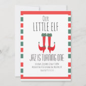 私たちの小さな小妖精や小人-小妖精や小人足最初の誕生日パーティー 招待状 (正面)