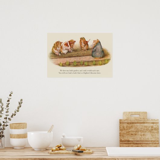 「私たちの小さな庭を愛してる」 モルモットの詩 ポスター (キッチン)