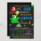 私たちの小さな怪物の誕生日のお招き 招待状 (正面/裏面)