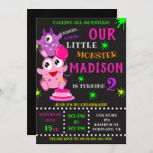 私たちの小さな怪物の誕生日の招待 招待状 (正面/裏面)
