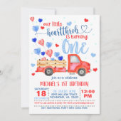 私たちの小さな恋のキューピッドが1歳に おめでとうの招待状 招待状 (正面)