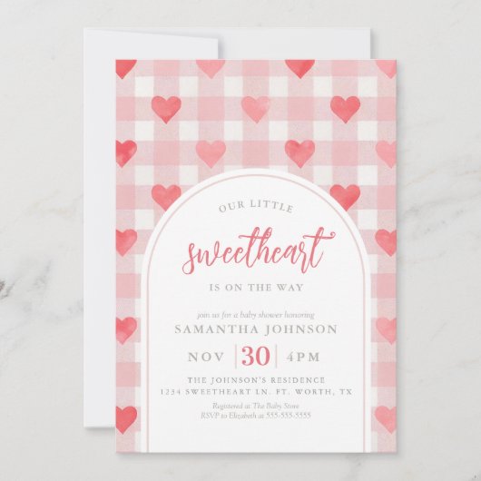 私たちの小さな恋人のバレンタインの赤ちゃんシャワー 招待状 (正面)