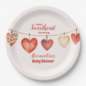 私たちの小さな恋人のバレンタインデー赤ちゃんシャワー ペーパープレート (正面)