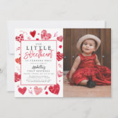 私たちの小さな恋人の子供の写真の誕生日パーティー 招待状 (正面)