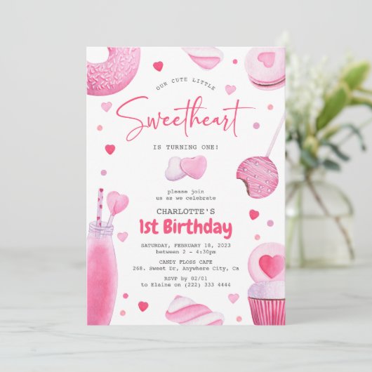 私たちの小さな恋人の最初の誕生日 招待状 (スタンド正面)