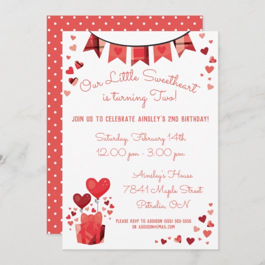 私たちの小さな恋人の誕生日パーティーの招待 招待状 (正面/裏面)