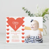 私たちの小さな恋人の赤いハート誕生日パーティー 招待状 (スタンド正面)