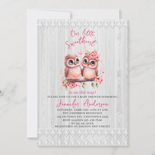 私たちの小さな恋人は赤ちゃんのシャワーの途中にある 招待状 (正面)