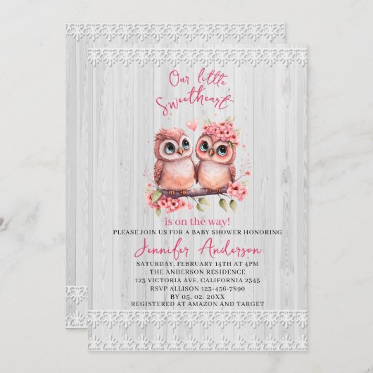 私たちの小さな恋人は赤ちゃんのシャワーの途中にある 招待状 (正面/裏面)