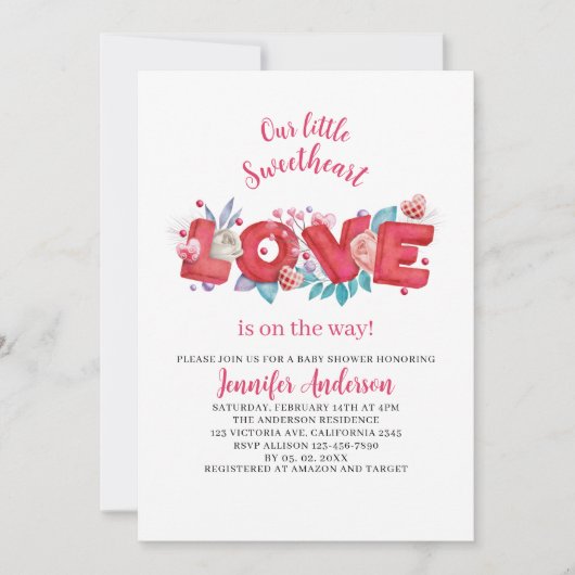 私たちの小さな恋人は赤ちゃんのシャワーの途中にある 招待状 (正面)