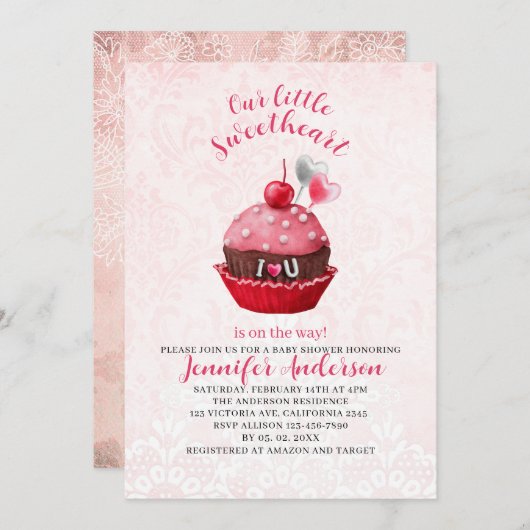 私たちの小さな恋人は赤ちゃんのシャワーの途中にある 招待状 (正面/裏面)