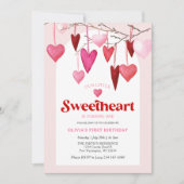 私たちの小さな恋人バレンタインデー1st誕生日パーティー 招待状 (正面)